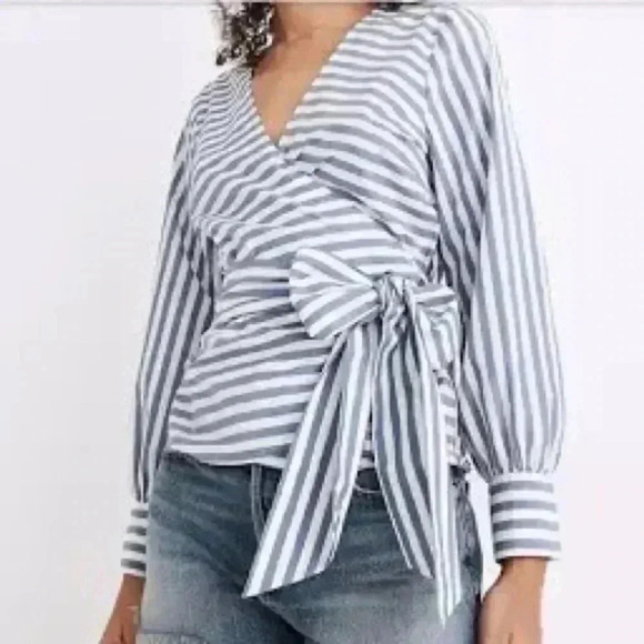 MADEWELL STRIPED WRAP TOP - Picture 2 of 2